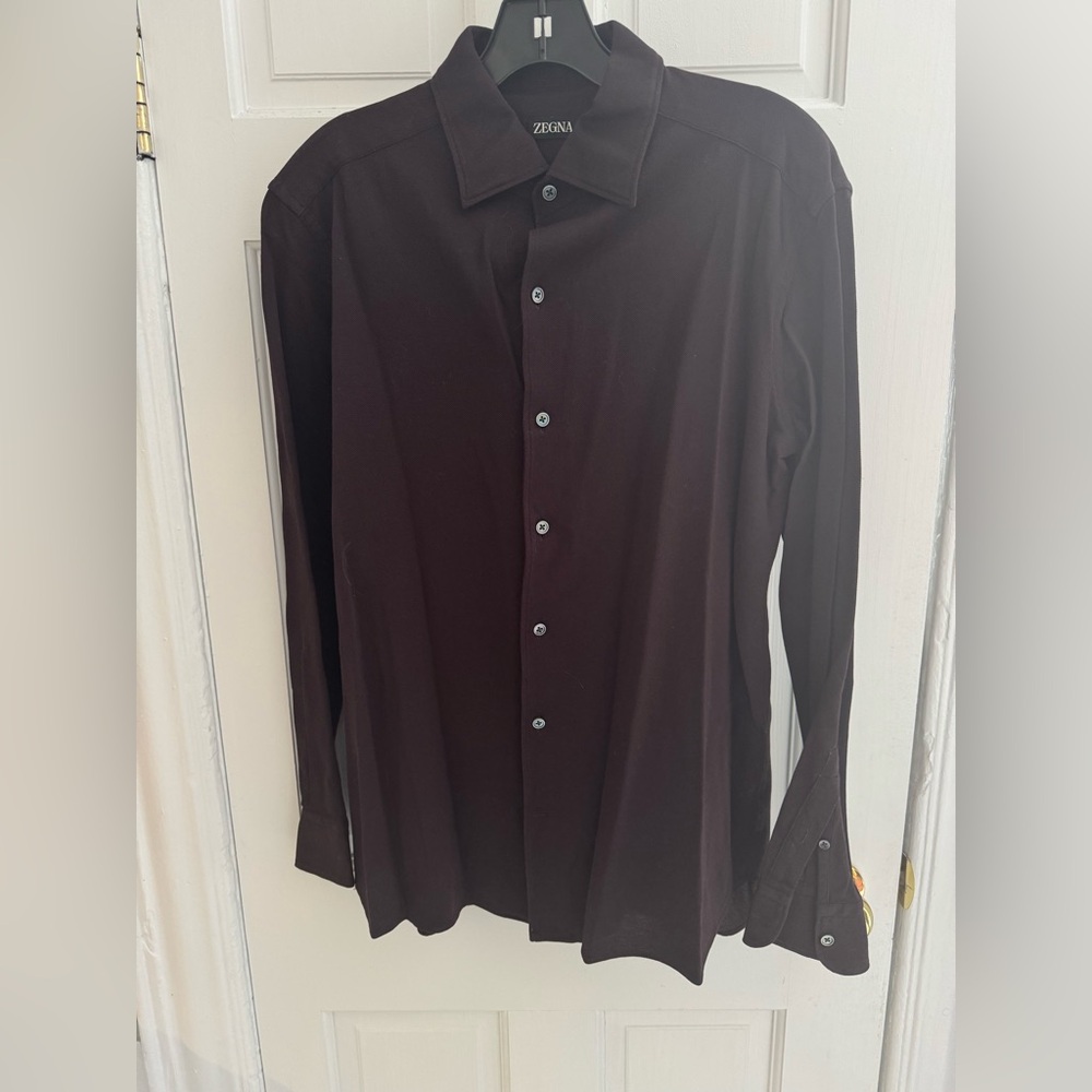 Zegna deep plum dress shirt